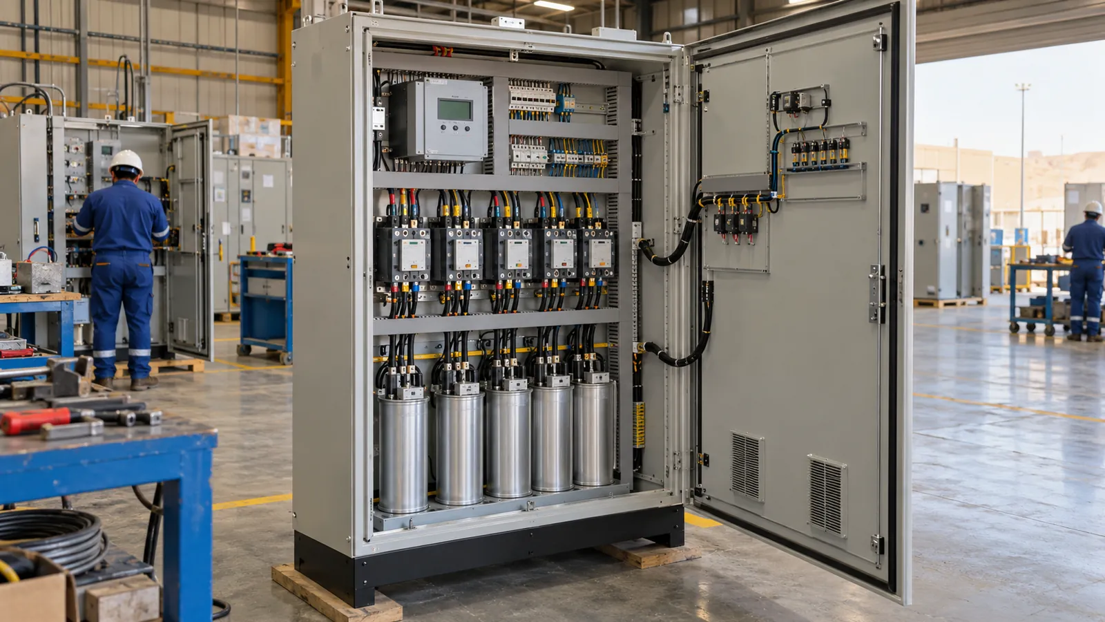 Automatic power factor correction panel built by an APFC panel manufacturer in Saudi Arabia