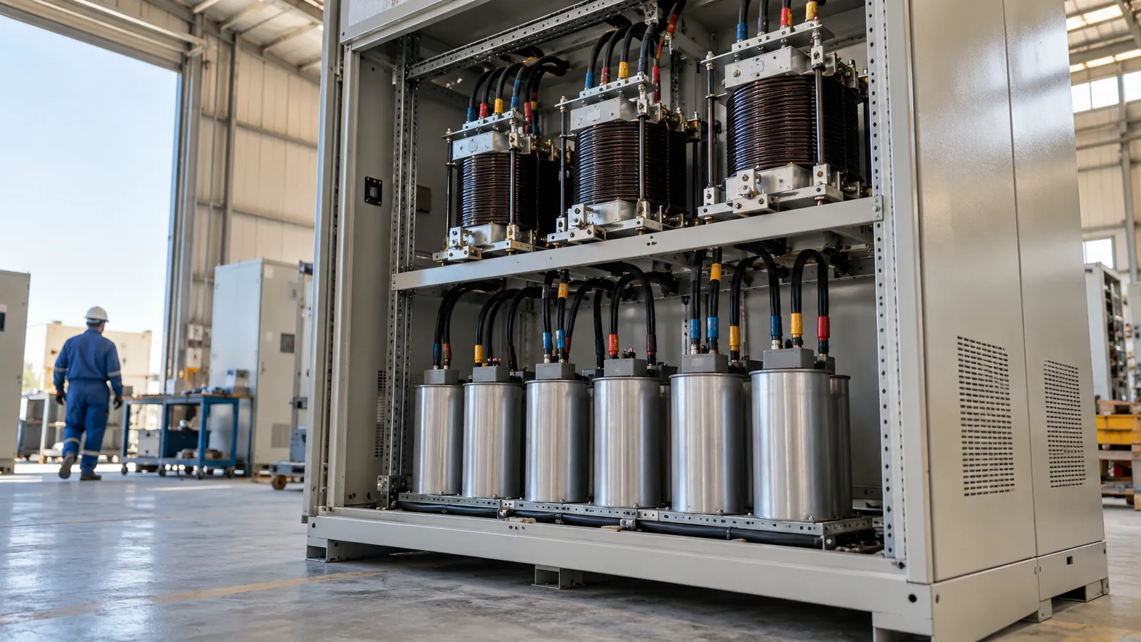 Detuned capacitor bank with series reactors built for a plant in Saudi Arabia