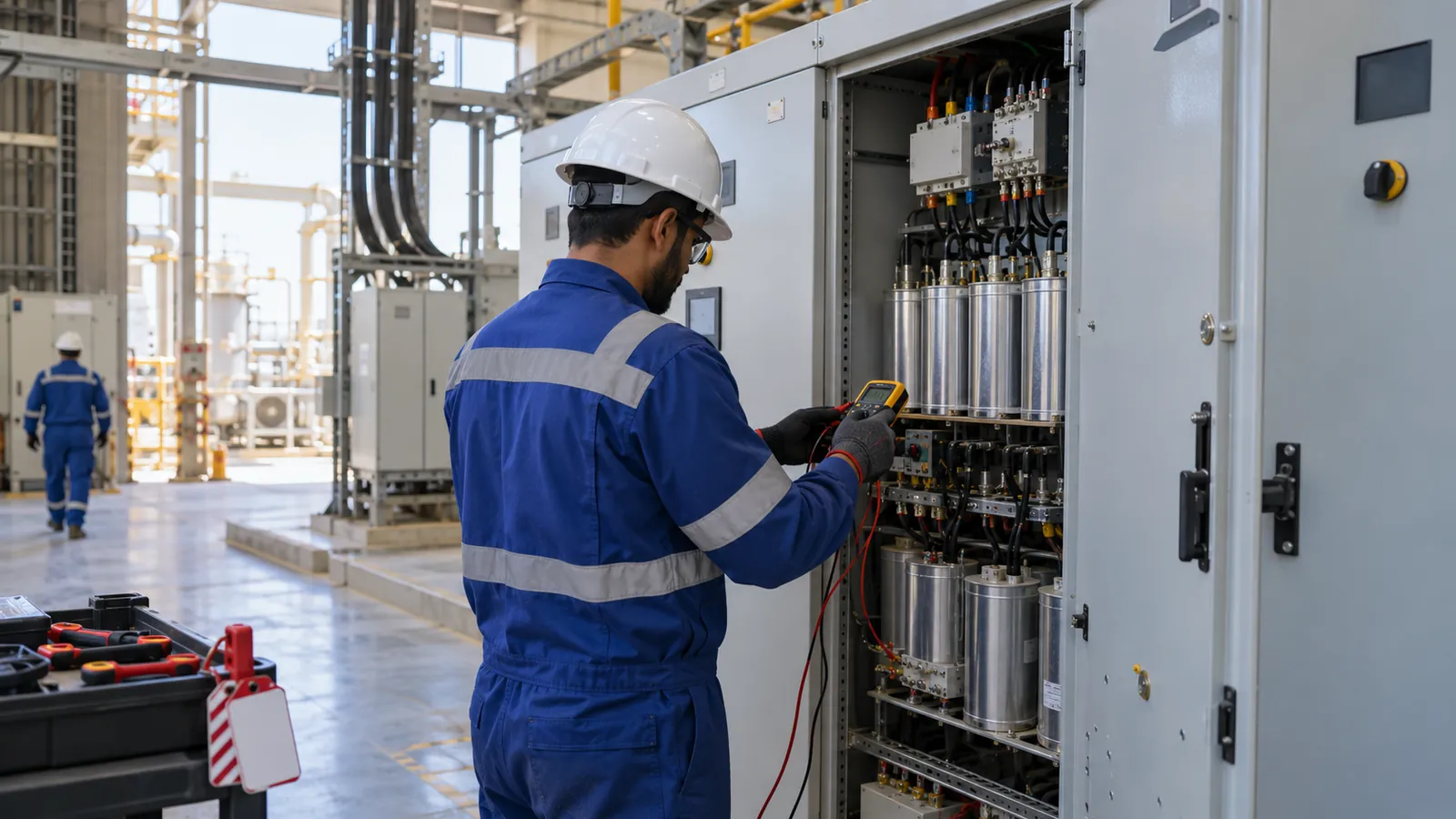 Rating plate and test record of an IEC 61921 APFC panel built in Dammam, Saudi Arabia