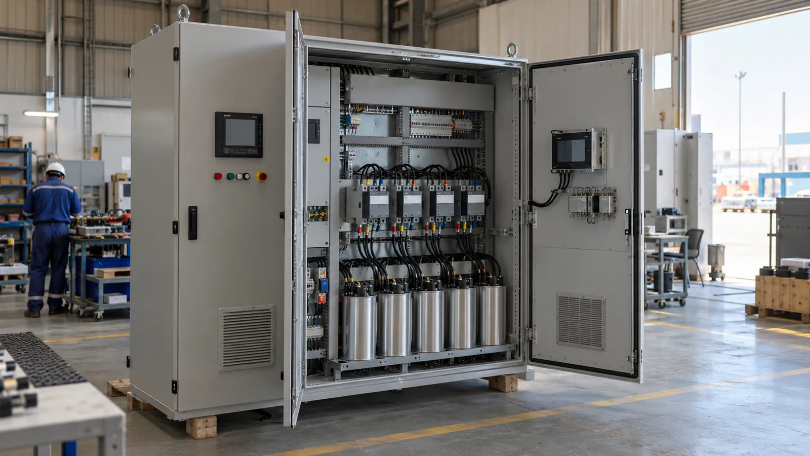 Coastal-rated power factor correction panel prepared in Dammam for a Jeddah site