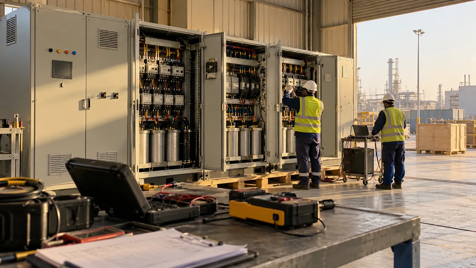 Detuned power factor correction panel built in Dammam for a Jubail process plant