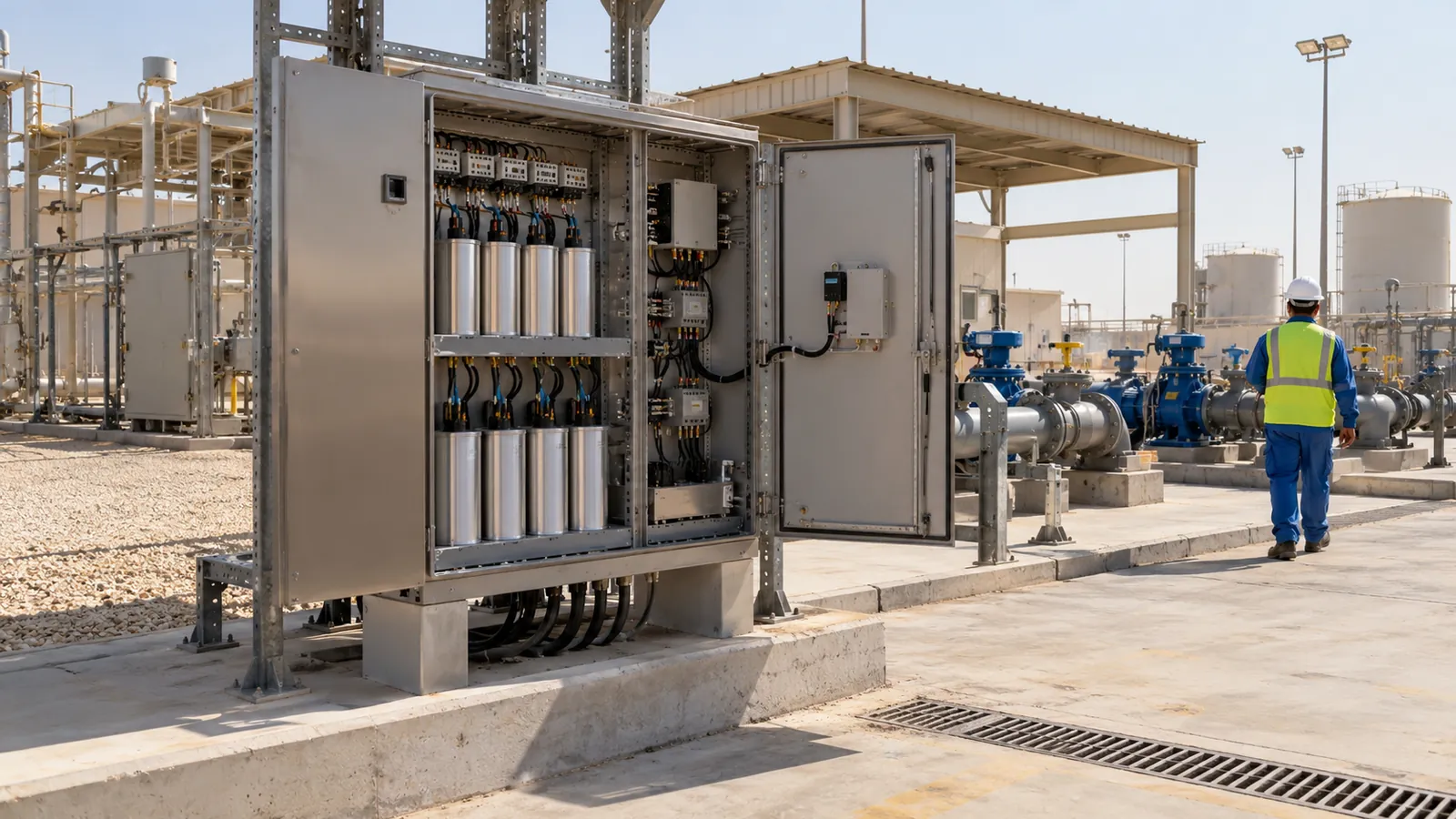 Capacitor bank panel for a water pumping station in Saudi Arabia