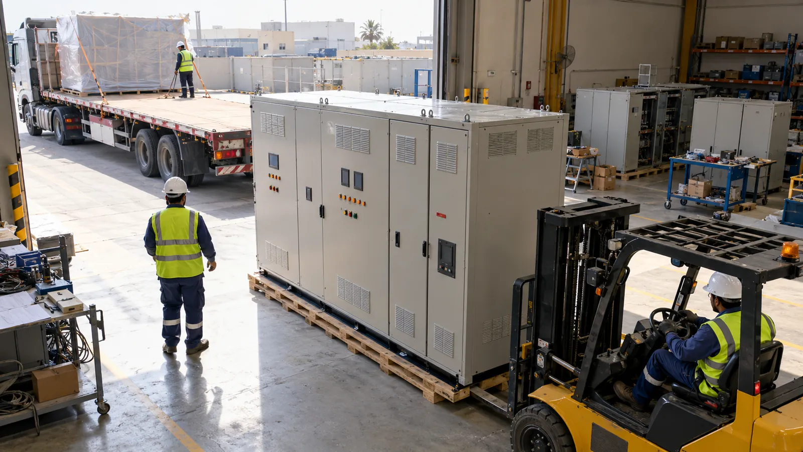 APFC panel loaded for delivery from the Dammam workshop to a Riyadh site