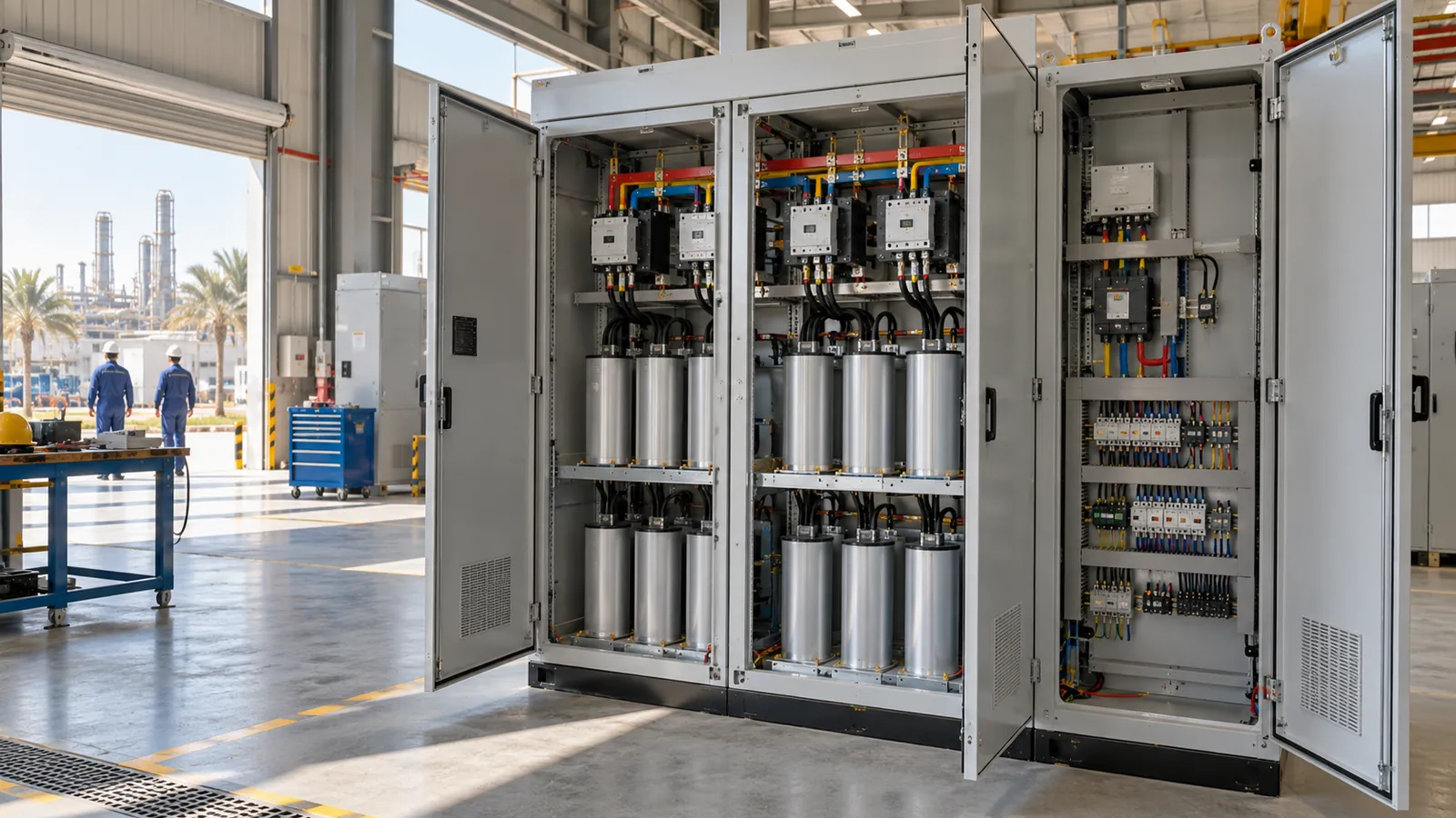 Engineer checking kWh and kVArh readings on a Saudi electricity bill for a power factor penalty calculation